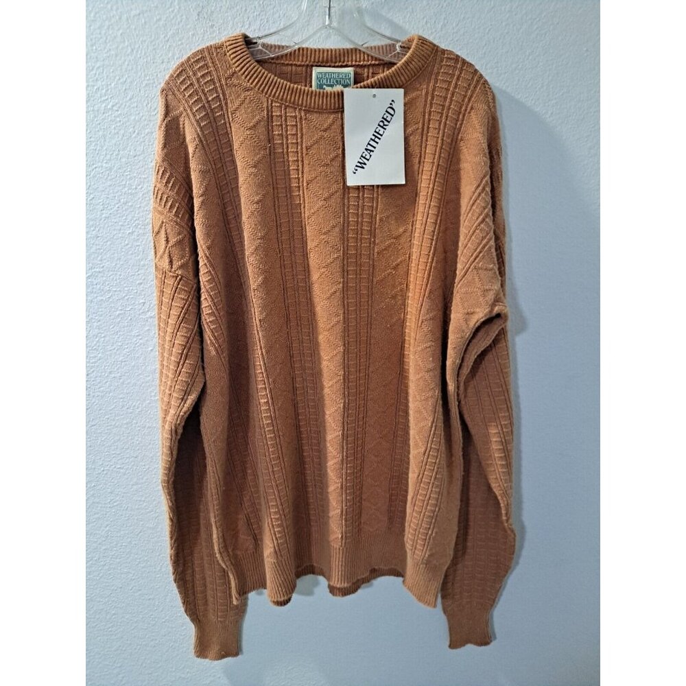 Weathered Collection by Puritan Brown/Copper Knit 100% Cotton Sweater, Medium